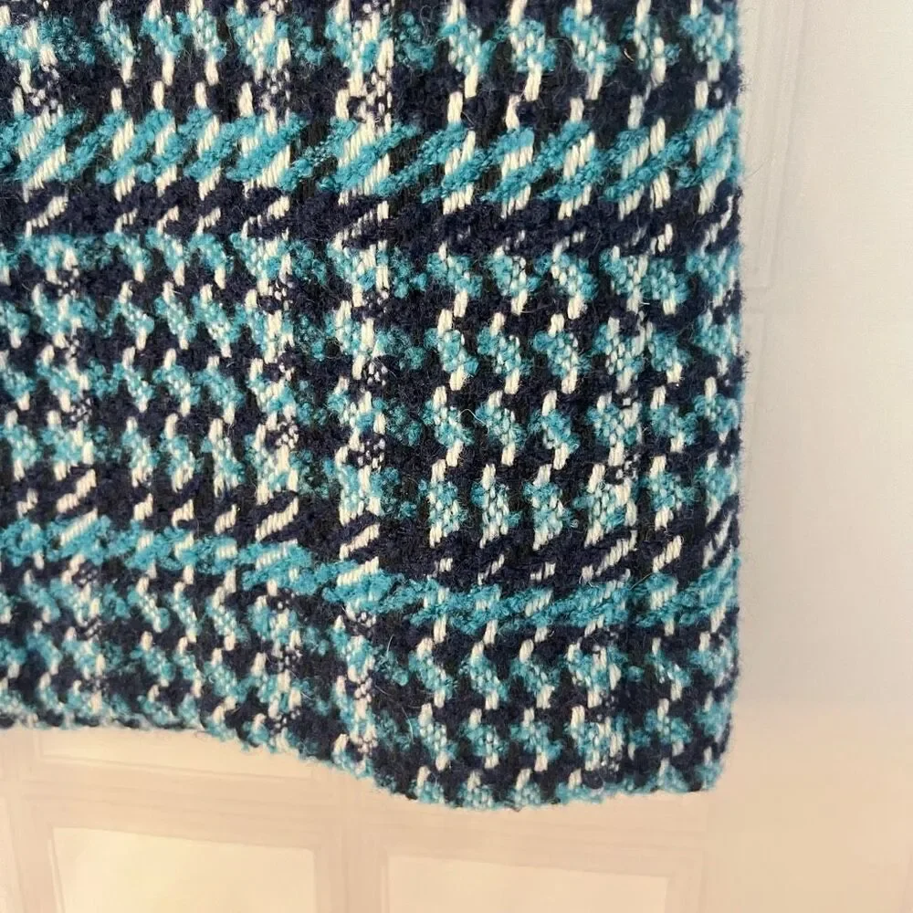 Loft blue teal tweed zipper pockets mini skirt size 12